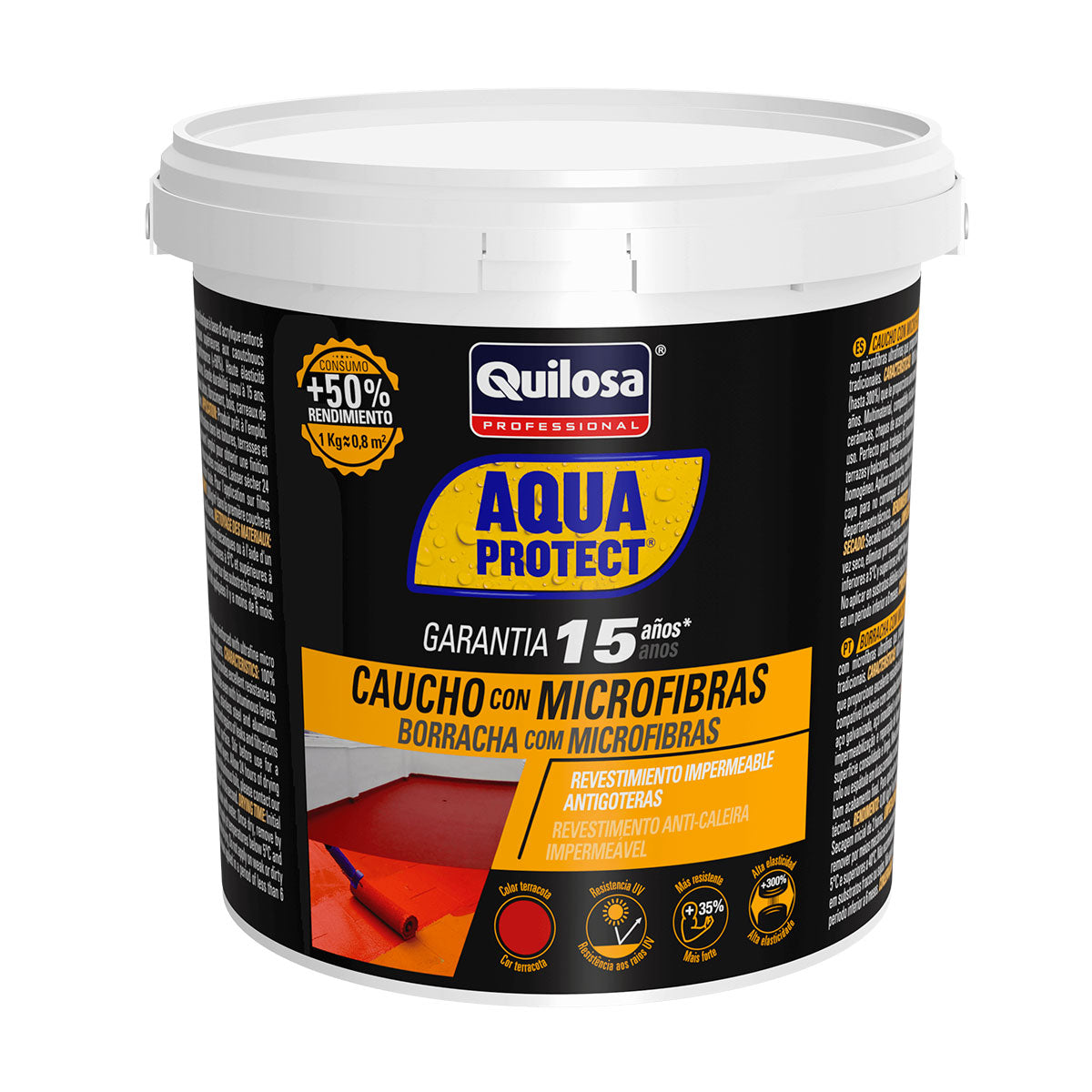 Impermeabilizante Caucho Microfibras Aquaprotect Quilosa