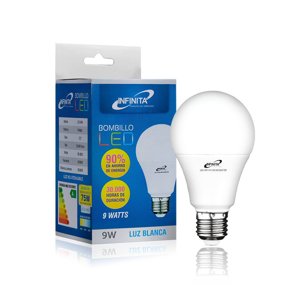 Bombillo LED Infinita 9W Luz Blanca