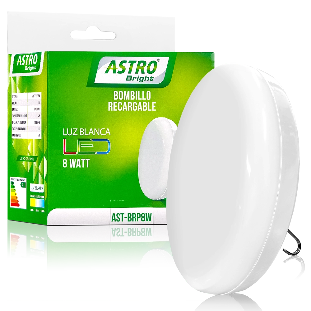 Bombillo Recargable Plano LED 8W