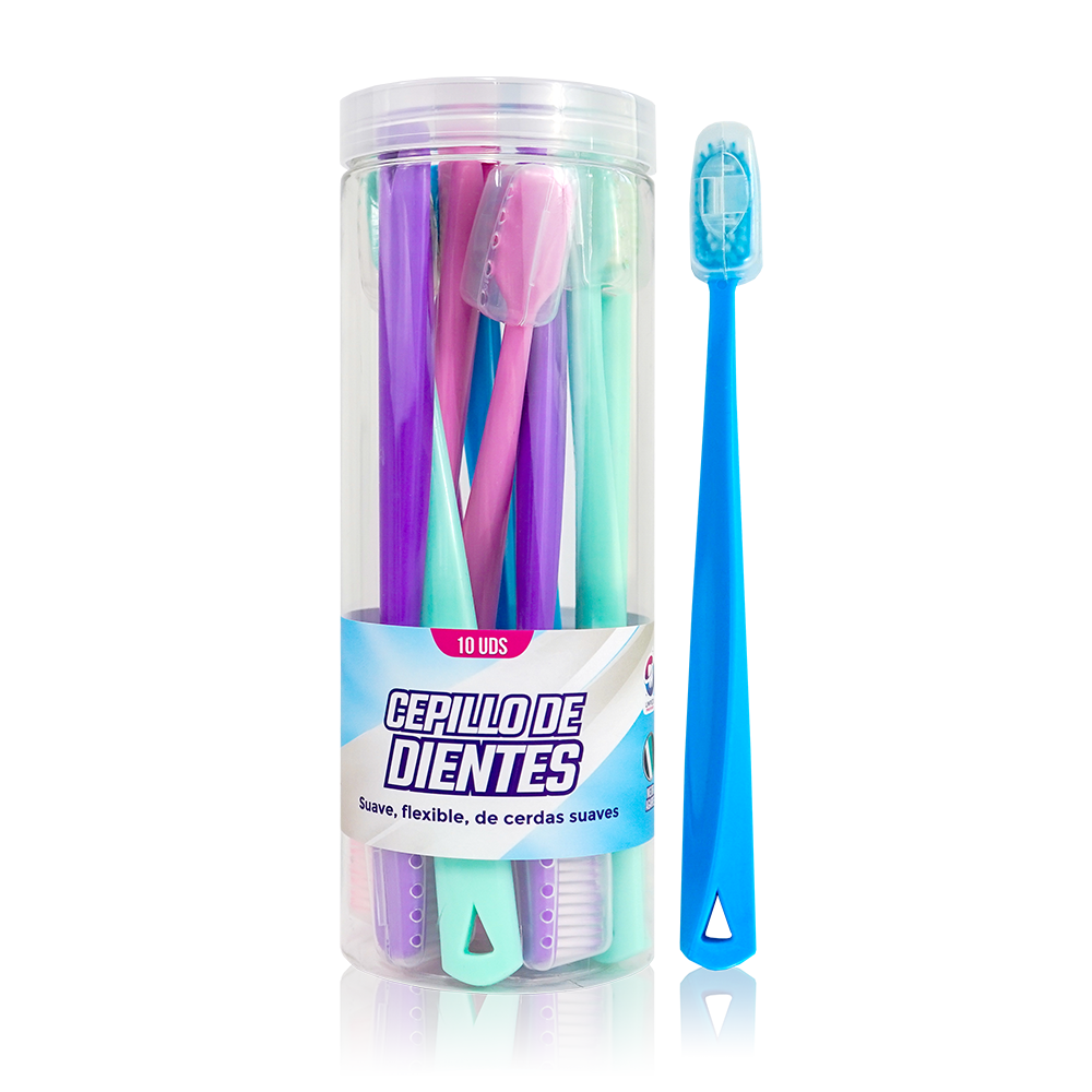 Cepillo de dientes Infinita para adulto con protector en tarro X 10 unids INF317