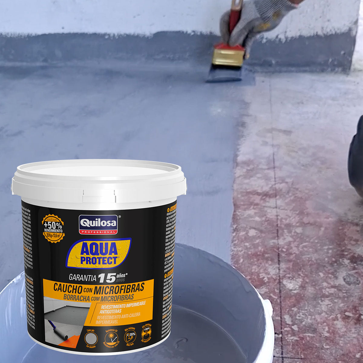 Impermeabilizante Caucho Microfibras Aquaprotect Quilosa