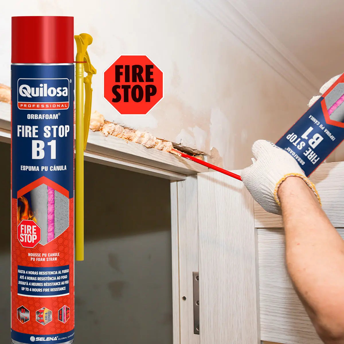 Espuma PU cortafuego B1 Fire Stop Quilosa