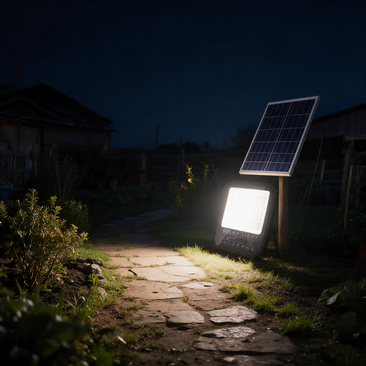 REFLECTOR LED CON CARGADOR SOLAR Y ACCESORIOS (OVALADO)